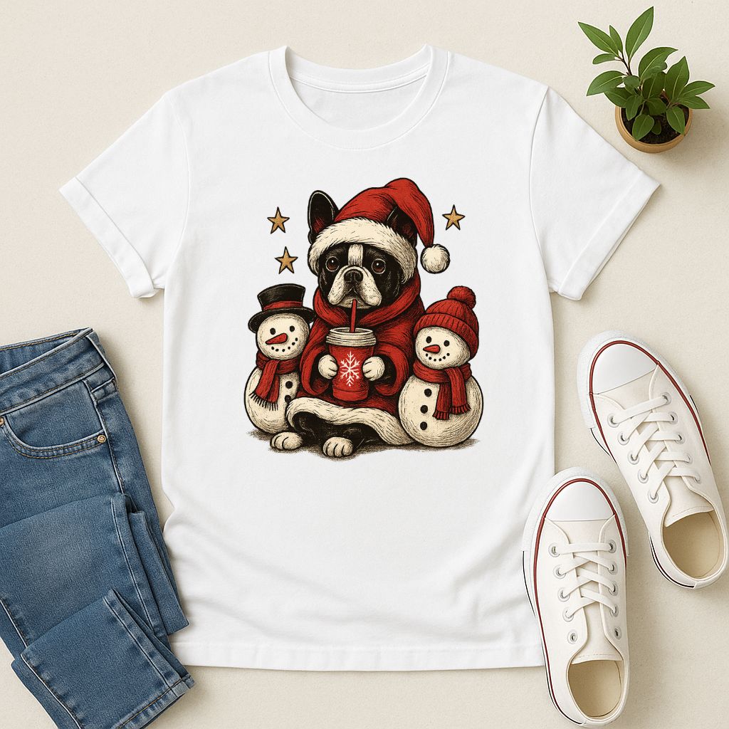 Polera Unisex Style| Boston Terrier| 100% Algodón| Dog Lover| Navidad | Estilo Navideño