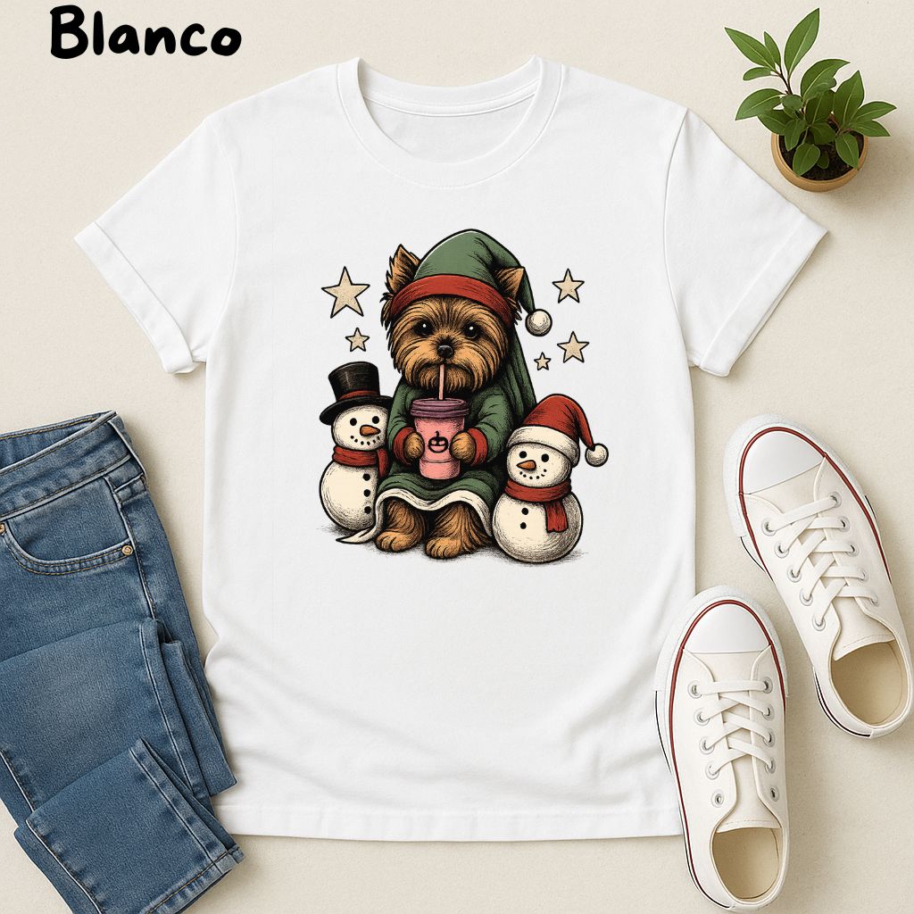 Polera Unisex Style| Yorkshire Terrier| 100% Algodón| Dog Lover| Navidad | Estilo Navideño
