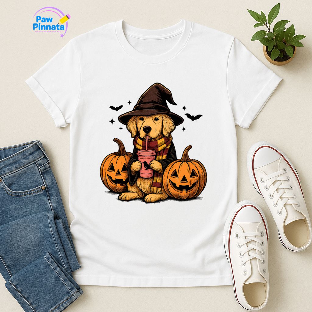 Polera Unisex Style| Golden Retriever| 100% Algodón| Dog Lover| Cat Lover| Magico| Estilo Escuela Magica