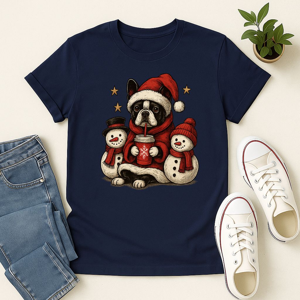 Polera Unisex Style| Boston Terrier| 100% Algodón| Dog Lover| Navidad | Estilo Navideño