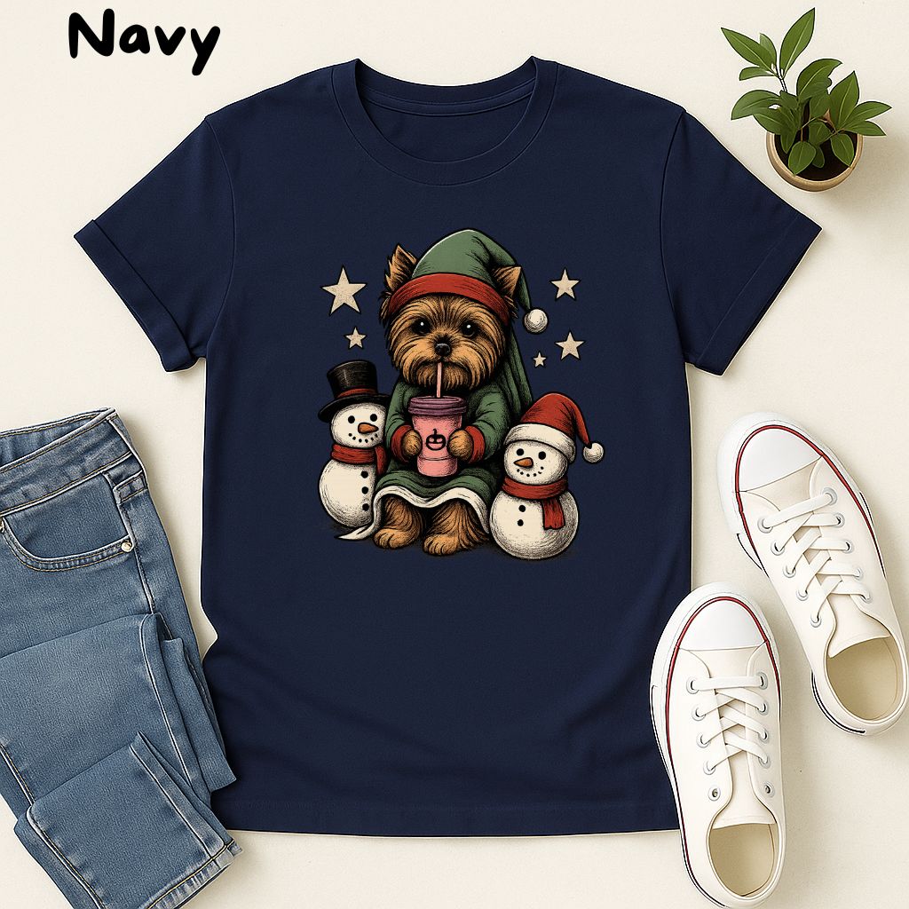 Polera Unisex Style| Yorkshire Terrier| 100% Algodón| Dog Lover| Navidad | Estilo Navideño