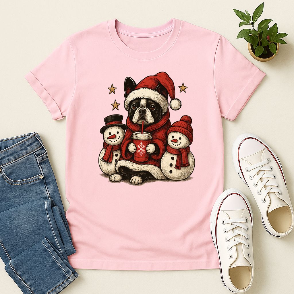 Polera Unisex Style| Boston Terrier| 100% Algodón| Dog Lover| Navidad | Estilo Navideño