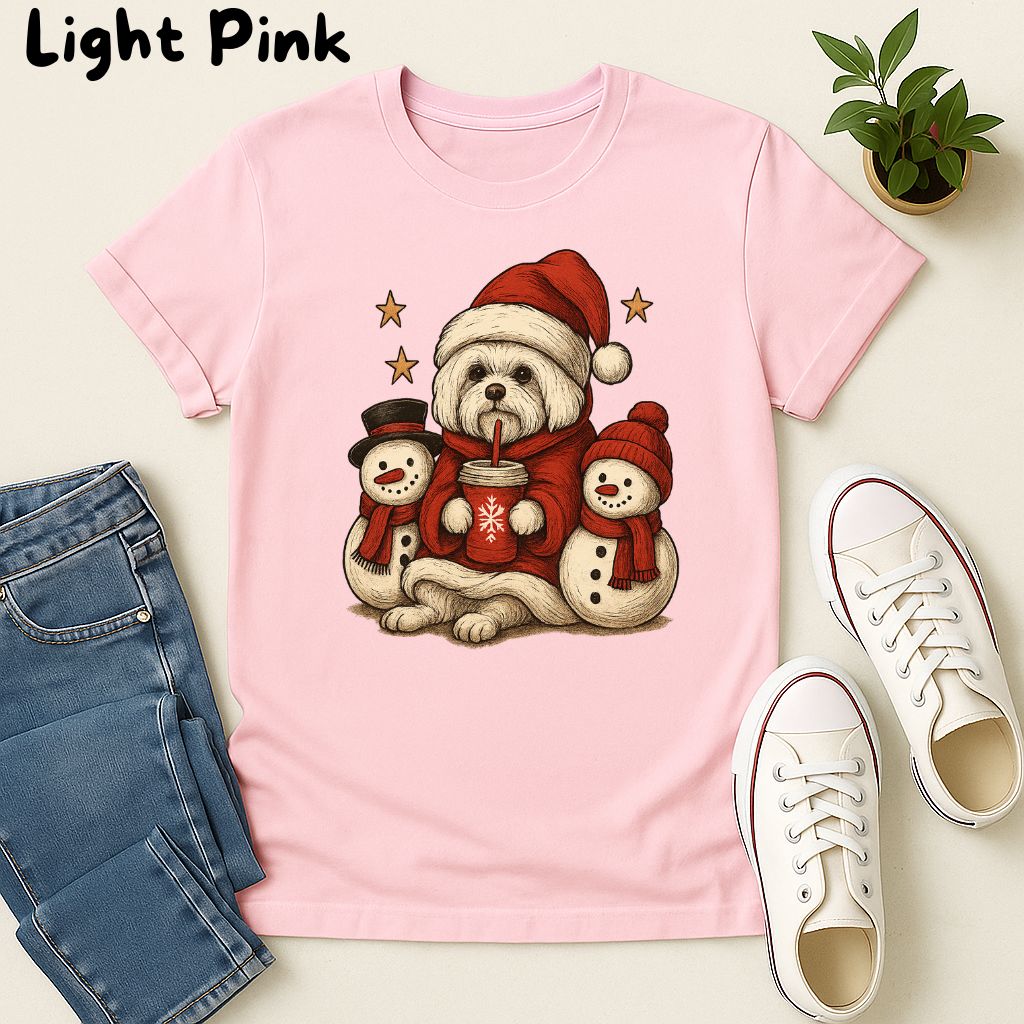 Polera Unisex Style| Maltese| 100% Algodón| Dog Lover| Navidad | Estilo Navideño