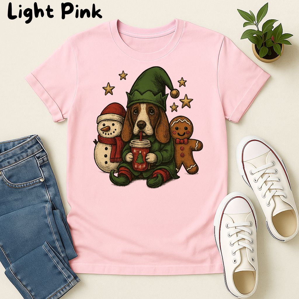 Polera Unisex Style| Basset Hound | 100% Algodón| Dog Lover| Navidad | Estilo Navideño